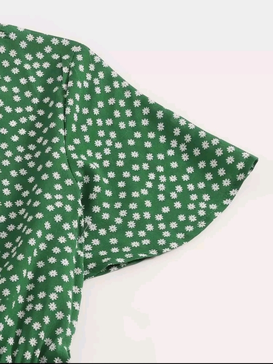 Plus Size Green Ditsy Print Wrap Dress Size 20 - Picture 5 of 5